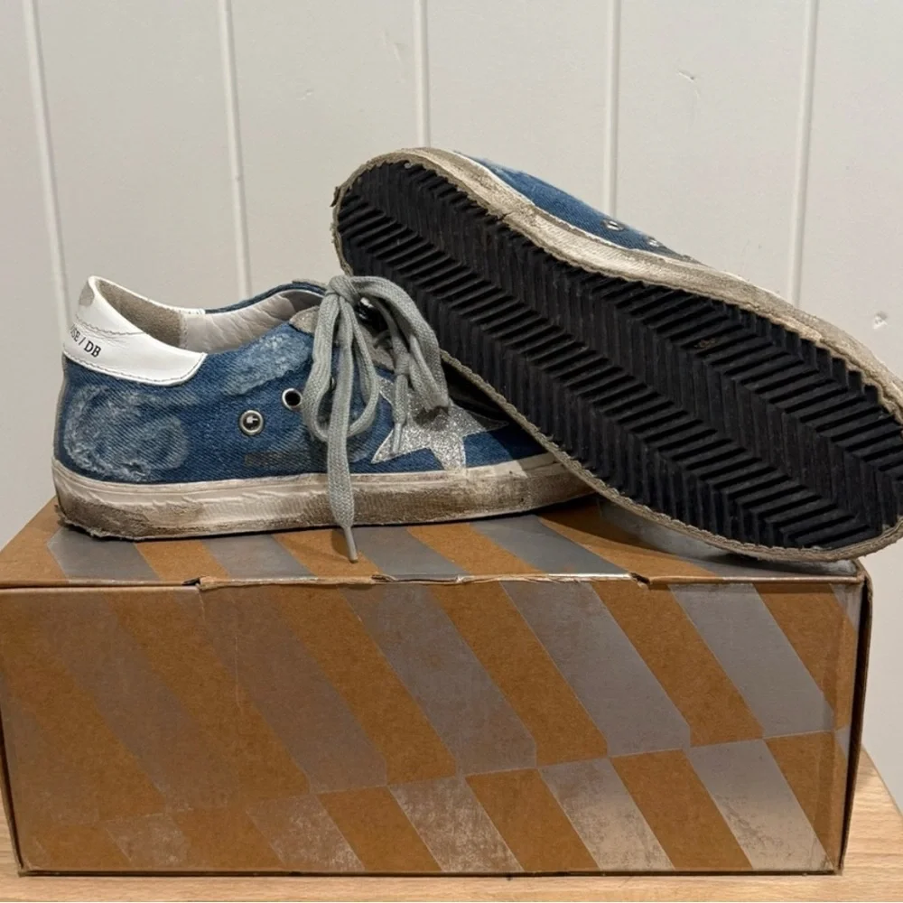 AUTHENTIC Golden Goose DENIM and White Sneakers - Picture 6 of 6